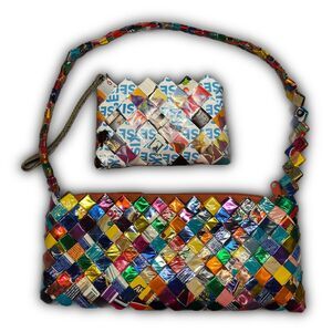 Handmade Upcycled Candy Wrapper Purse & Clutch Set